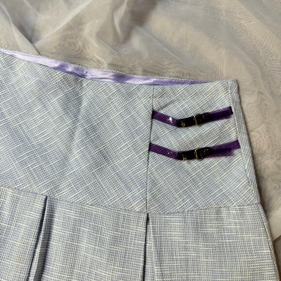 Vintage 00s Preppy Pastel Purple Pleated Mini Skirt with Buckle details (S/M) - Picture 10 of 10